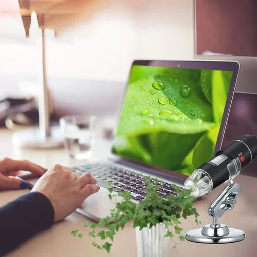 Miniatura 8 de Andoer Microscopio digital USB 1600X cámara de aumento 8 LED con soporte portátil de inspección de mano lupa