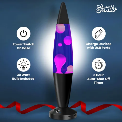 Miniatura 5 de JAMBO Lámpara hermosa de 16 pulgadas con cera, luz nocturna relajante para decoración del hogar, extra alta, lámpara para sala de estar, oficina