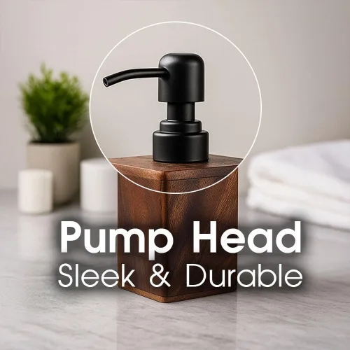 Miniatura 5 de Dispensador de jabón de madera maciza de 6.8 fl oz para baño, cocina, bomba de jabón de manos recargable de madera, dispensador de loción