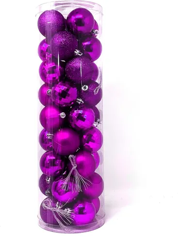 Miniatura 5 de Allgala - Paquete de 36 esferas de adorno de Navidad de 5 cm para árbol de Navidad, 4 estilos, color negro, pre-ensartadas, a prueba de roturas