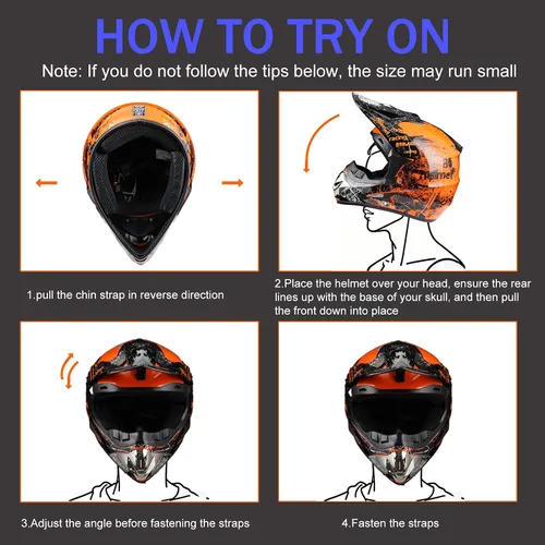 Miniatura 7 de Casco de motocross para jóvenes, aprobado por el DOT, cascos para niños ATV con gafas, guantes y máscara, para motocross, ATV, BMX Off-Road