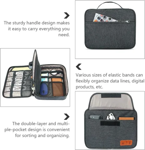 Miniatura 4 de Multi-Layer Electronic Organizer Bag with Tablet Pocket Portable Cable Storage Pouch for Travel Impact and Dust Resistant Digital Accessories Case