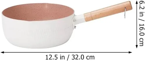 Miniatura 3 de Hemoton Sartén antiadherente para leche de 1.5 L, práctica olla con mango de madera, versátil olla pequeña para sopas, salsas y leche caliente, olla