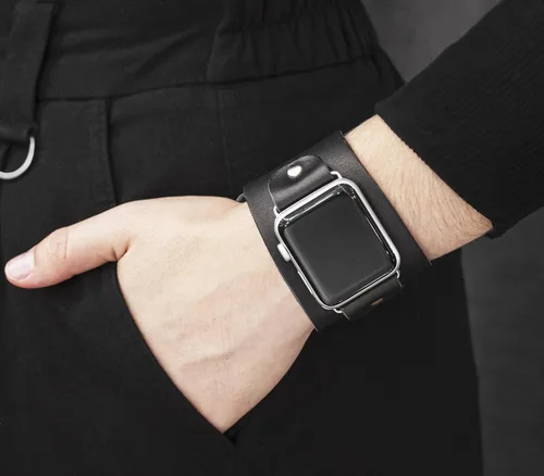 Miniatura 2 de Correa ancha de cuero compatible con Apple Watch de 1.496 in 1.575 in 1.614 in 1.654 in 1.732 in 1.772 in 1.811 in 1.929 in, hecho a mano UA 1105
