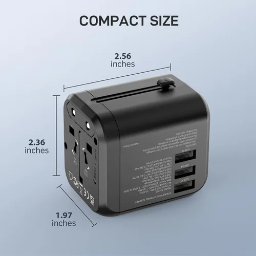 Miniatura 7 de EPICKA Adaptador de viaje universal de 35 W con 2 salidas de CA, adaptador de enchufe de viaje europeo con carga rápida PD, 6 puertos