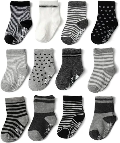 Yenzat Calcetines antideslizantes con agarre para bebés, niños y niñas