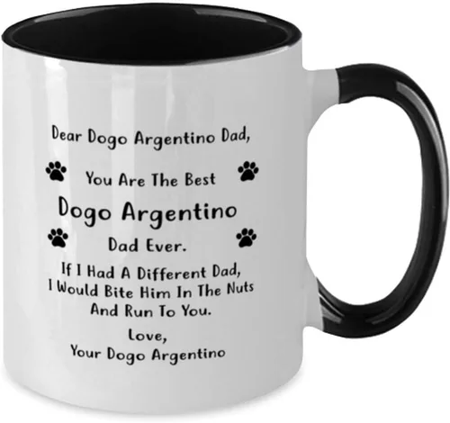 Miniatura 2 de Dear Dogo Argentino Dad, You Are The Best Dogo Argentino Dad Ever - Taza de café en blanco y negro de dos tonos, 11 onzas