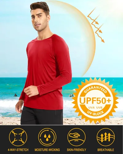 Miniatura 43 de MAGCOMSEN Camisas de manga larga para hombre, protección solar UPF 50+, camisetas atléticas para senderismo, correr, entrenamiento, protección