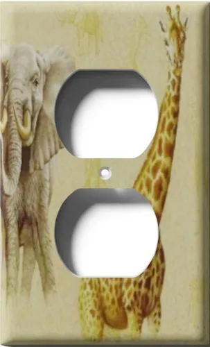 Miniatura 12 de Placa decorativa de salida - Jirafa y elefante en faros - Receptáculo doble dúplex