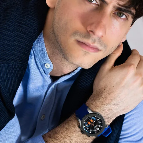 Miniatura 48 de MULCO Relojes para hombre - Creek, caja de acero inoxidable con correa de silicona para la muñeca, movimiento multifuncional de cuarzo, pantalla