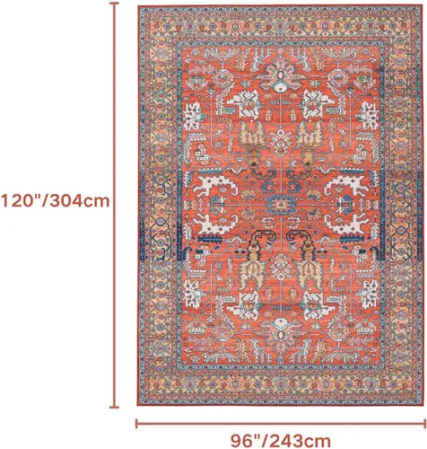 Miniatura 306 de Syalife 4x6 Alfombra Lavable para Área, Ultra Suave Antideslizante, Pila Baja, Alfombra Vintage Resistente a Manchas para Sala de Estar, Alfombra