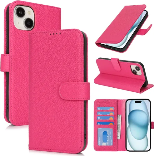 Miniatura 76 de Zouzt Funda para iPhone 11 de 6.1 pulgadas de piel auténtica con 4 ranuras para tarjetas, tarjetero con bloqueo RFID, tapa magnética, función atril