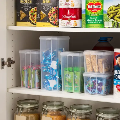 Miniatura 5 de IRIS USA - Contenedores de almacenamiento verticales de plástico con tapa abatible para despensa, hogar, oficina, organización, tamaño mediano