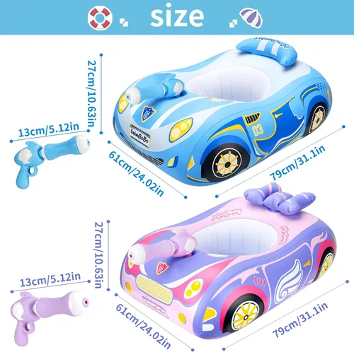 Miniatura 2 de Swimbobo - Flotador de piscina para niños pequeños con asiento, barco, inflable, avión, piratas, tiburones, coche para niños, juguetes al aire libre