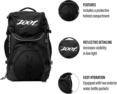 Miniatura 2 de Zoot Ultra Tri Bag, mochila de transición de triatlón con almacenamiento húmedo para hombres y mujeres atletas, día de carrera, viajes y tren, negro