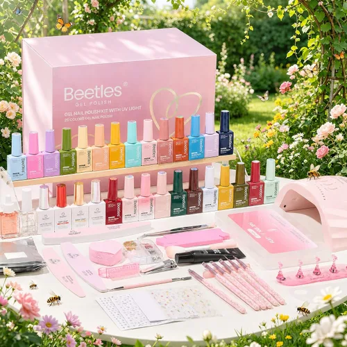 Miniatura 28 de Beetles Deal Box - Kit de esmalte de uñas de gel con luz UV – 32 colores esenciales de estudio, 68 piezas de esmalte de uñas con capa base libre