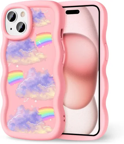 Miniatura 131 de Compatible con iPhone SE/8/7 Funda para Mujeres y Niñas, Marco Ondulado Rizado con Patrón Lindo, Estética Delgada Suave Silicona TPU Parachoques