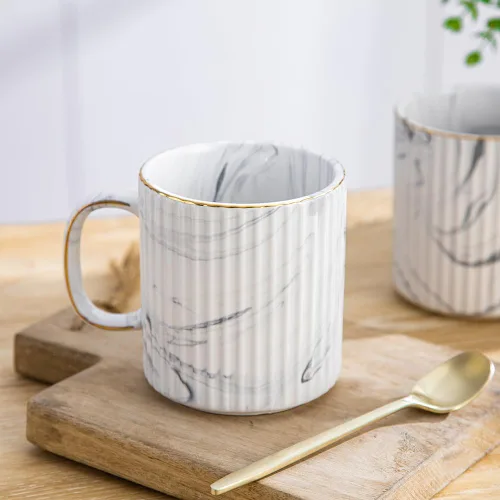 Miniatura 6 de Juego de 6 tazas de café de 14 onzas a 13.5 fl oz, tazas apilables, con patrones de textura, taza de cerámica para hombres y mujeres, apto para café