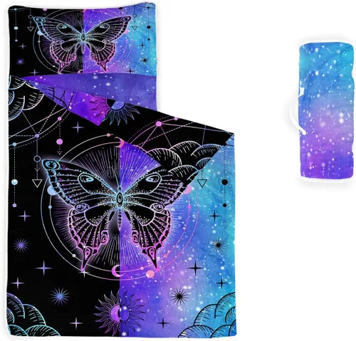 Miniatura 13 de Tapete para siesta – Saco de dormir de animales con almohada extraíble – Juego de ropa de cama para guardería y fiestas de pijamas, preescolar