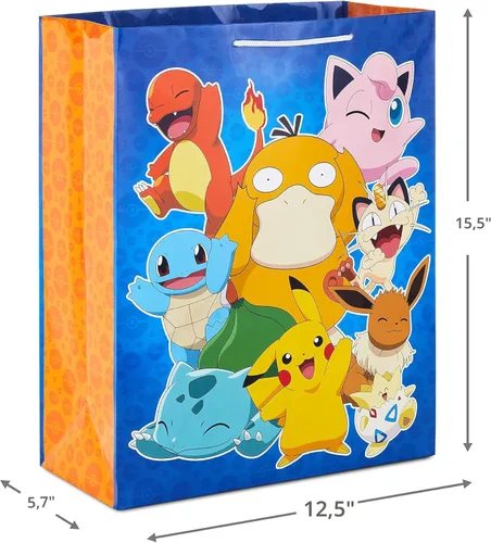 Miniatura 3 de Hallmark Paquete de bolsas de regalo de Pokémon (PokéBall mediana de 9" y Pikachu extra grande de 15") para niños, cumpleaños, Navidad, Día de San