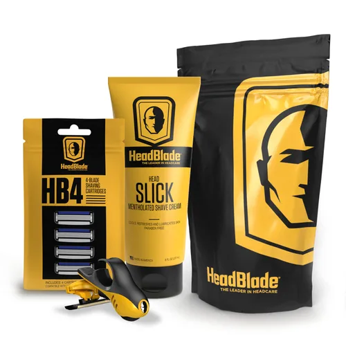 Miniatura 10 de Kit de inicio para afeitado de cabeza para hombres Moto con crema de afeitar HeadSlick de 5oz, navaja de afeitar, recambios de cuchillas Kit