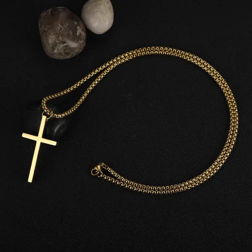 Miniatura 3 de Rehoboth Cross Pendant Necklaces for Boy Men Girl Women Philippians 413 Bible Verse I Can Do All Things Stainless Steel Chain 16202428 Inchs Black