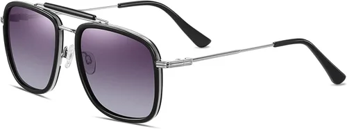 FUZHITIAN Gafas de sol polarizadas cuadradas retro para hombres y mujeres, marco de aleación clásico HERO Iron Man y Spider-Man