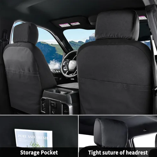 Miniatura 2 de Coverado Fundas de asiento delantero, protector de asiento de lona impermeable para cojines de asiento de automóvil para niños y perros, compatible