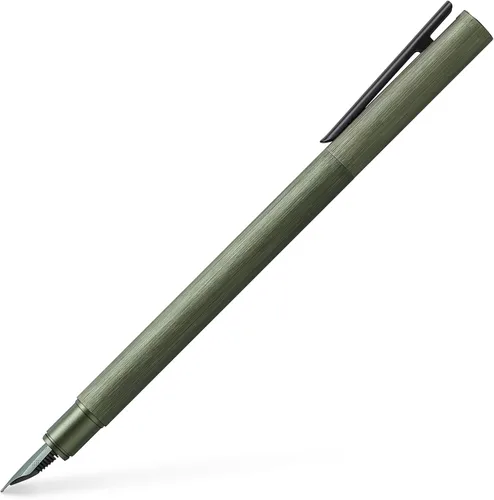 Faber-Castell NEO Slim - Pluma estilográfica, aluminio verde oliva, tamaño mediano