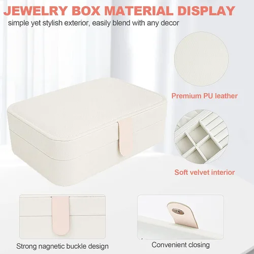 Miniatura 4 de QIUYMEI Organizador de cajas de joyería de viaje Caja de joyería de viaje Caja organizadora de viaje Caja de joyería pequeña para mujer Caja
