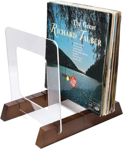Miniatura 5 de BADALU Soporte de almacenamiento de discos de vinilo extraíble con diseño de ranura profunda antideslizante, almacena y sostiene hasta 60 álbumes