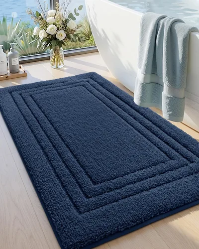 Miniatura 14 de DEXI Alfombra de baño de 24 x 16 pulgadas, ultra suave y absorbente, tapete para baño, tapete de baño antideslizante y lavable para bañera, Gris