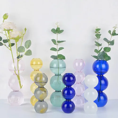 Miniatura 2 de Jarrón hidropónico de burbujas de vidrio transparente, jarrón de burbujas de estilo lindo de 7 pulgadas, jarrón floral único creativo para centros