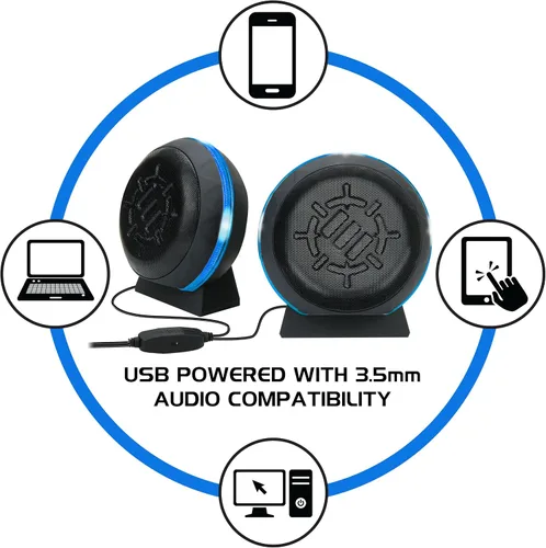 Miniatura 9 de ENHANCE Altavoces USB SL2 para el aula, sistema de sonido estéreo 2.0, entrada de 0.138 in, control de volumen en línea, compactos para escritorios