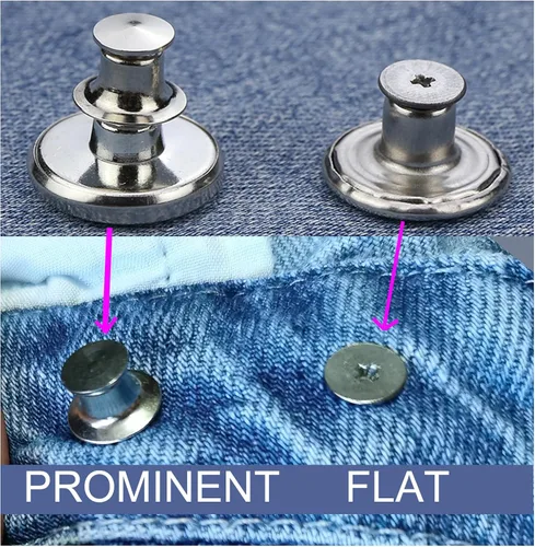 Miniatura 5 de 20 botones para coser jeans de metal, 0.67 pulgadas, sin clavos, removibles, sin clavos, botones de metal de repuesto para reparación de remaches