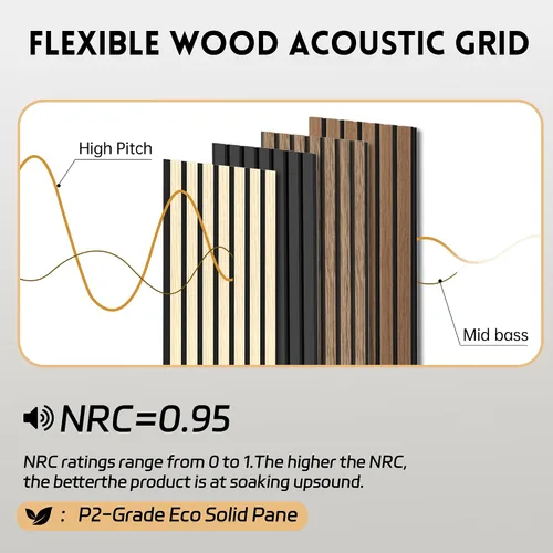 Miniatura 4 de RITOLLO Paquete de 4 paneles de madera para pared, paneles acústicos de listones de madera de 47.2 x 23.6 pulgadas para pared, paneles