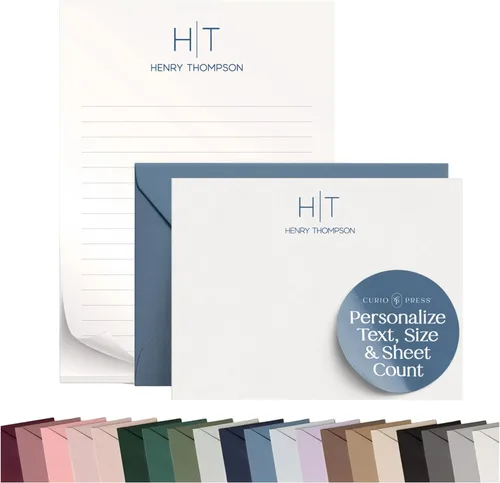 Miniatura 12 de Curio Press Papelería personalizada para mujeres y hombres, tarjetas de agradecimiento planas A2 con tarjetas de notas personalizadas, tarjetas