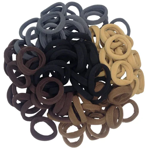 J-MEE Bandas para el cabello para cabello grueso, 100 unidades de algodón sin costuras, simplemente soportes para cola de caballo, accesorios para