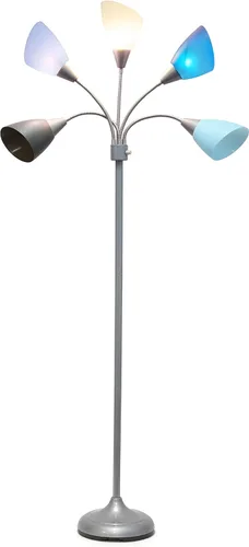 Miniatura 11 de Simple Designs LF2006-SBG 67" Lámpara de pie contemporánea con múltiples cabezales Medusa de 5 luces ajustable de cuello de ganso en plata con Tonos