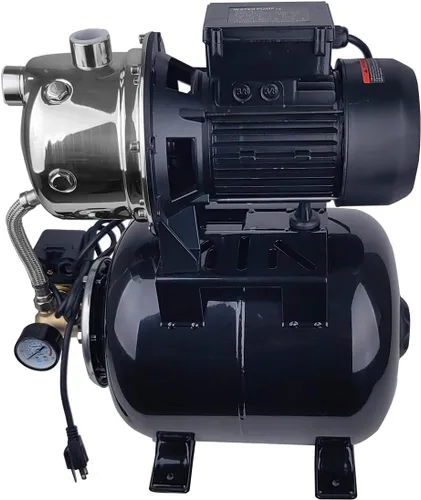 Miniatura 2 de Bomba de pozo poco profundo de 1.6 HP con tanque de presión, 898 GPH, 115 V, bomba de chorro de agua automática de acero inoxidable, bomba