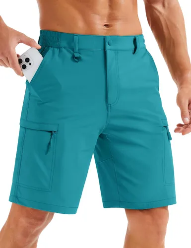Miniatura 9 de MAGCOMSEN Men's Hiking Cargo Shorts Quick Dry Lightweight 9" Golf Shorts Summer Casual Work Outdoor with 5 Zipper Pockets