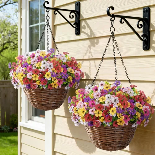 Miniatura 3 de Lifewit Flores artificiales para interiores y exteriores, 24 paquetes de flores falsas de plástico con hojas de eucalipto para decoración del jardín