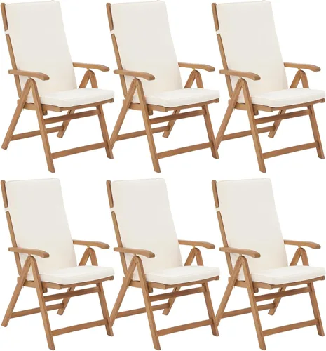 Miniatura 15 de OC Orange-Casual Juego de 4 sillas plegables de comedor para patio, sillas reclinables de madera de acacia al aire libre con reposabrazos y cojín