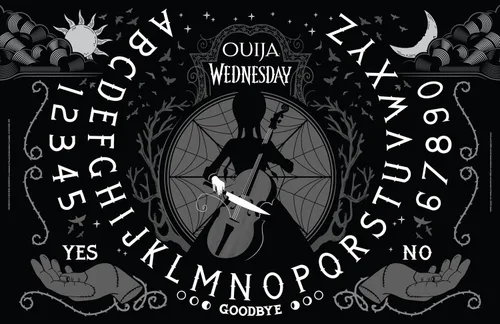 Miniatura 6 de Ouija: Miércoles Inspirado en la popular serie original Miércoles Juego de mesa clásico coleccionable Ouija Juego y mercancía con licencia
