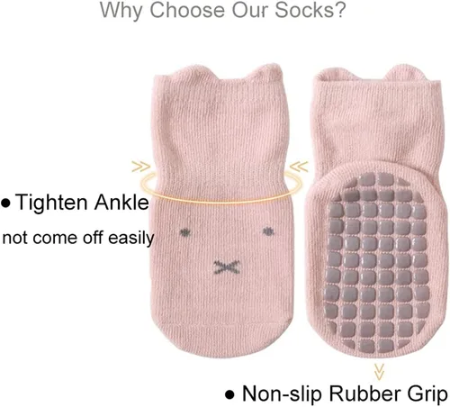 Miniatura 2 de Calcetines tobilleros antideslizantes para bebés con agarres, calcetines de algodón antideslizantes para bebés, niñas y niños