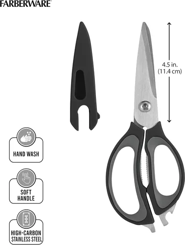 Miniatura 4 de Farberware Tijeras de cocina 4 en 1, 2 piezas, negro y gris