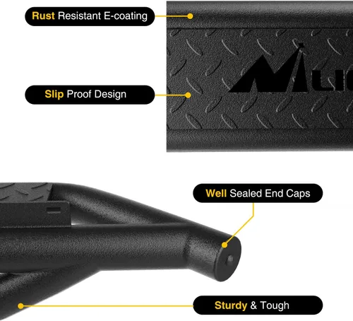 Miniatura 4 de Nilight Estribos para Wrangler JK 2007-2018 y Unlimited de 2 puertas, sistema de doble viga mejorado, escalón lateral, antideslizante, texturizado