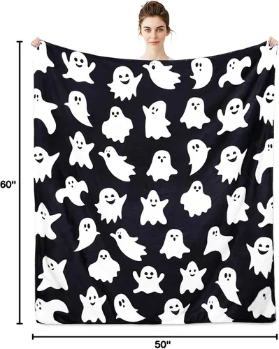 Miniatura 9 de Metawu Manta de Halloween de fantasma, mantas para niños para mujeres, decoraciones de Halloween, mantas de franela para cama, sofá, manta de viaje