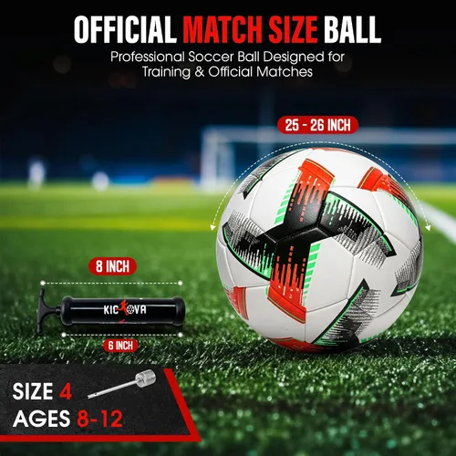 Balón de fútbol profesional tamaño 4 y 5 – Pelota de entrenamiento y partido sin costuras para jóvenes, niños y adultos, piel sintética impermeable,