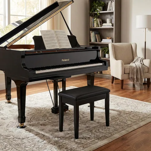 Miniatura 2 de Roland PB1 - Banco de piano con compartimento de almacenamiento, paquete negro con pedal de sostenimiento